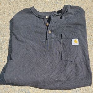 Carhartt Men’s Black Henley Pocket Shirt with Yellow Logo. Size Large Tall